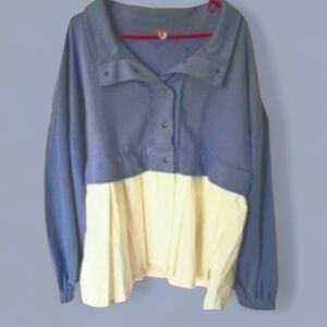 Free People Ellie Sweatshirt Top S 6 Women's Casual Oversized Tunic NWOT BLUE